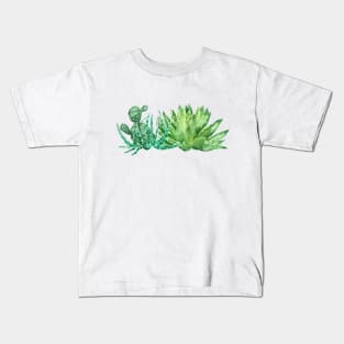 green succulent arrangement watercolor Kids T-Shirt